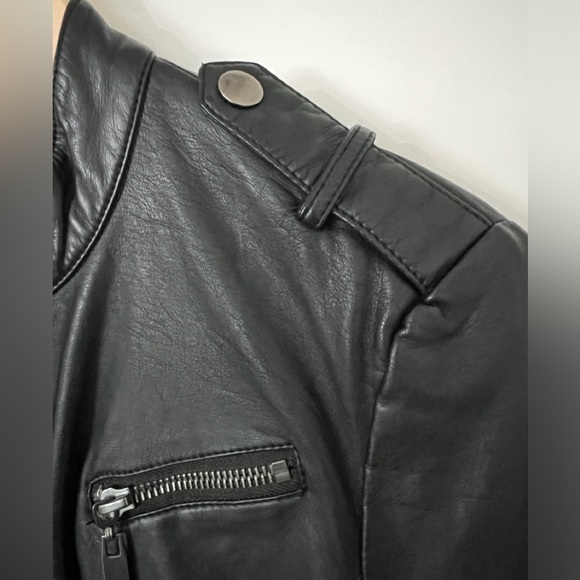 GUESS Black Faux Leather Jacket Biker Moto - Size XS Women - Picture 6 of 8